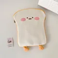 Detail der flauschigen Tablet-Hülle in Toast-Form mit süßem Gesicht und kleinen Beinen - Groß / Orange
