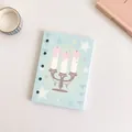Couverture de mini classeur bleu clair avec bougies et motif de feuilles mobiles - Papier de Recharge-Illustration Bougie(C)