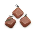 Three pieces of rhombic goldstone pendants with glittering finish and silver metal clasps - Rhombus Square Style (1065-T250716016) / Gold Sandstone
