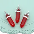 Tre ciondoli esagonali in cristallo rosso con chiusura in argento per gioielli fai-da-te - Rosso Rubino (N.2)