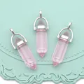 Pendaglio a prisma esagonale in cristallo rosa con chiusura argento in set da tre - Rosa (N.4)