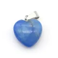 Blue natural stone heart pendant with polished silver metal bail for DIY jewelry - Large / Blue Aventurine