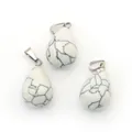 Trois pendentifs goutte en howlite blanche avec texture marbrée noire naturelle - Bracelet Howlite Blanche