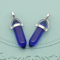 Coppia di ciondoli esagonali in vetro blu intenso con ganci in metallo argento per gioielli - Blu Profondo (N. 5)