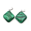 Rhombus green malachite stone pendants with silver metal clasps for DIY jewelry making - Rhombus Square Style (1065-T250716016) / Malachite