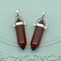 Pendenti a colonna esagonale marrone rossastro con ganci in metallo argento - Reddish Brown (6#)
