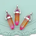 Pendenti esagonali in cristallo sfumato rosa e arancione con chiusure in metallo - Sfumatura Rosa Arancio (N.7)