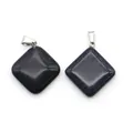 Blue goldstone rhombus pendant set with silver buckle for handmade DIY jewelry - Rhombus Square Style (1065-T250716016) / Blue Sandstone