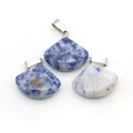 Three natural blue sodalite stone fan-shaped pendants with silver metal bails - Blue Spot Stone