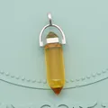 Pendente a prisma esagonale in vetro ambrato sfumato con gancio in argento lucido - Sfumatura Giallo Miele Arancio (N.8)