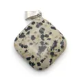 Dalmatian Jasper diamond shaped pendant with silver metal clasp for DIY jewelry - Rhombus Square Style (1065-T250716016) / Dalmatian Jasper