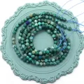 Faceted turquoise loose beads in blue-green tones for DIY jewelry necklaces making - 2.0mm / Phoenix Lapis