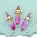 Pendenti in cristallo esagonale sfumato giallo e viola con chiusure in metallo argento - Sfumatura Giallo Viola Rosso (N.10)