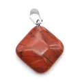 Natural Red Jasper rhombus pendant with silver bail and unique stone patterns - Rhombus Square Style (1065-T250716016) / Red Jasper