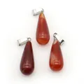 Pendenti a goccia in agata rossa lucida con ganci in metallo argentato - A forma di goccia / Agata rossa