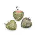 Pendaglio a cuore in unakite naturale con gancio in argento per gioielli fai da te - Piccolo / Unakite