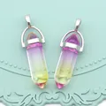 Pendente a prisma esagonale in cristallo sfumato rosa e viola con chiusura argento - Sfumatura a Tre Colori (N.11)