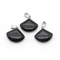 Set van drie waaiervormige blauwe goudsteen hangers met zilveren metalen clips voor sieraden - Blauwe zandsteen