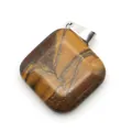 Tiger eye stone square pendant with silver metal bail for DIY necklace making - Rhombus Square Style (1065-T250716016) / Tiger's Eye