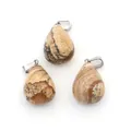 Pendentif goutte en jaspe naturel avec fermoir argenté pour création de bijoux DIY - Jaspe