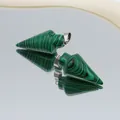 Arrowhead malachite pendant in green stripes with silver metal hook for necklaces - Malachite