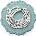 Faceted white howlite loose beads with grey marble texture for DIY jewelry making - 2.0mm / Howlite