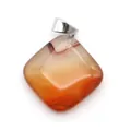 Rhombus red agate stone pendant with silver metallic bail for DIY jewelry necklaces - Rhombus Square Style (1065-T250716016) / Red Agate