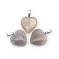 Ciondoli a cuore in pietra naturale lucida, tonalità cachi e grigio-viola - Piccolo / Agata Grigia