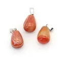 Lot de trois pendentifs en agate cornaline naturelle en forme de goutte d'eau et argent - Agate rouge