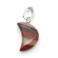 Polished moon-shaped natural red jasper stone pendant with silver metal bail - Red Jasper Texture (No. 1)