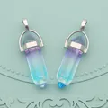 Pendente esagonale in cristallo con sfumatura viola blu e gancio in metallo argento - Sfumatura Viola Blu (N.15)