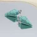 Arrowhead turquoise pendant with black veins and silver metal clasp for DIY necklace - Blue Turquoise