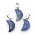 Three-piece set of crescent moon sodalite natural stone pendants with silver metal clasps - Blue Spot Stone