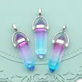 Tre ciondoli in cristallo esagonale con gancio argento e sfumatura viola e azzurro - Sfumatura Rosso Porpora Blu Cielo (N.18)