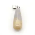 Ciondolo a goccia in agata naturale con striature grigio-gialle e chiusura argento - A forma di goccia / Agata