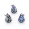 Pendentifs gouttes en pierre bleue et blanche avec fermoir argenté pour bijoux DIY - Sodalite