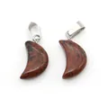 Polished crescent moon pendants made of mahogany obsidian with silver bail connectors - Swan Stone