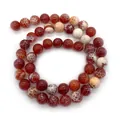 Spiral strand of red dragon vein agate beads with polished natural stone texture for DIY - 6mm / Reddish Brown Dragon Vein (No. 1)