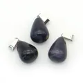 Pendentifs goutte en pierre de soleil bleue avec fermoirs pour création de colliers - Grès bleu