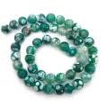 Strand of green fire agate round beads with white snowflake texture for jewelry making - 6mm / Snowflake Emerald Green (No. 2)