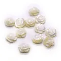 Set of 12 hand-carved tulip shell rose flower beads with pearl luster for DIY jewelry - Semi-hole Rose Style (009)