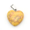 Ciondolo a cuore in diaspro giallo naturale con gancio argento per gioielli DIY - Piccolo / Taglia 6
