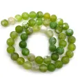 Natural green fire agate round beads with crackle texture for DIY jewelry making - 6mm / Emerald Green Dragon Vein (No. 3)