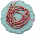 Perline sfaccettate in quarzo fragola rosa per creazione di collane e gioielli fai da te - Pietra venata del legno rosso