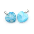 Ciondolo a cuore in pietra naturale blu e bianca con chiusura argento per gioielli - Piccolo / Taglia 3