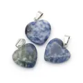 Ciondolo a cuore in sodalite con gancio argento e venature naturali blu marmo - 16x18mm, 3g / Pendant Only (Without Chain) / Sodalite
