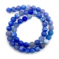 Blauwe vuuragaat ronde kralen van natuursteen met unieke patronen voor DIY sieraden - Donkerblauwe Drakenader (Nr. 6)