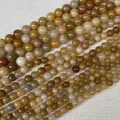 Perles rondes naturelles en oeil de tigre et amazonite pour la création de bijoux - Jade Jaune (Mini)