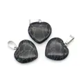 Set di tre ciondoli a cuore in pietra nera marmorizzata bianca con ganci in argento - 16x18mm, 3g / Pendant Only (Without Chain) / Howlite a Linee Nere