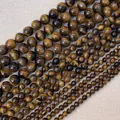 Natural tiger eye stone round beads with golden brown stripes for DIY jewelry making - Tiger Eye 4mm